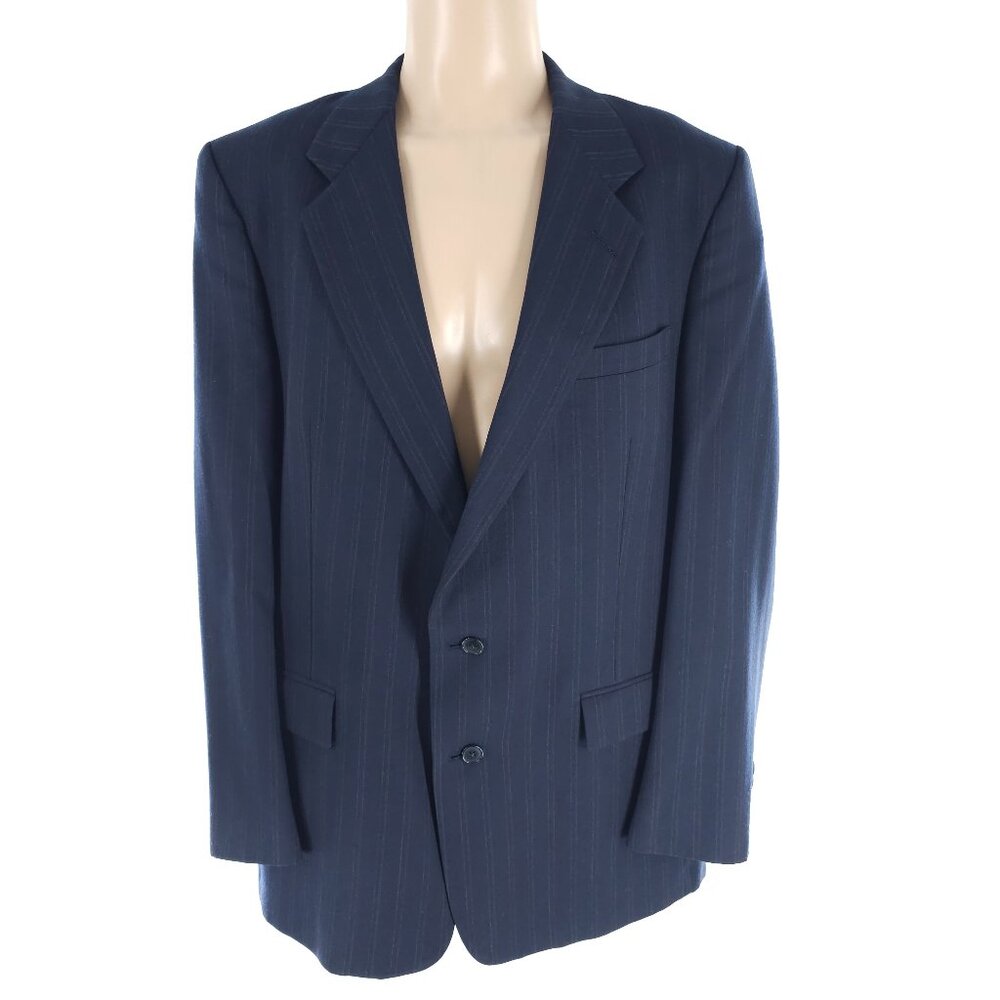 Christian Dior Men Sport Coat Pencil Stripes Wool Blue Size 46L